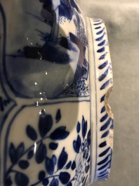 A Chinese blue and white vase with floral design, Kangxi